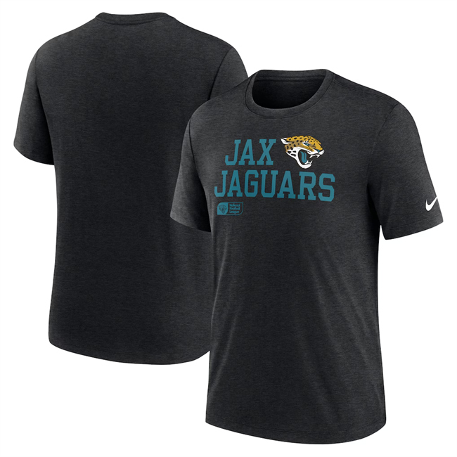 Men's Jacksonville Jaguars Black Overlap Lockup Tri-Blend T-Shirt